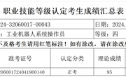 2024年4月19日2024-32060017-00043批次工业机器人系统操作员四级成绩公示