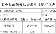 2024年4月18日2024-32060017-00040批次电工三级成绩公示