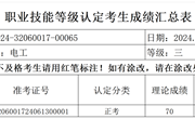 2024年6月13日2024-32060017-00065电工三级成绩公示