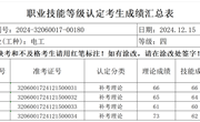 2024年12月15日2024-32060017-00180批次电工四级成绩公示