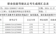 2024年12月27日2024-32060017-00189批次信息通信网络运行管理员三级成绩公示
