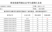 2025年4月15日2025-32060017-00029批次电工二级技师成绩公示